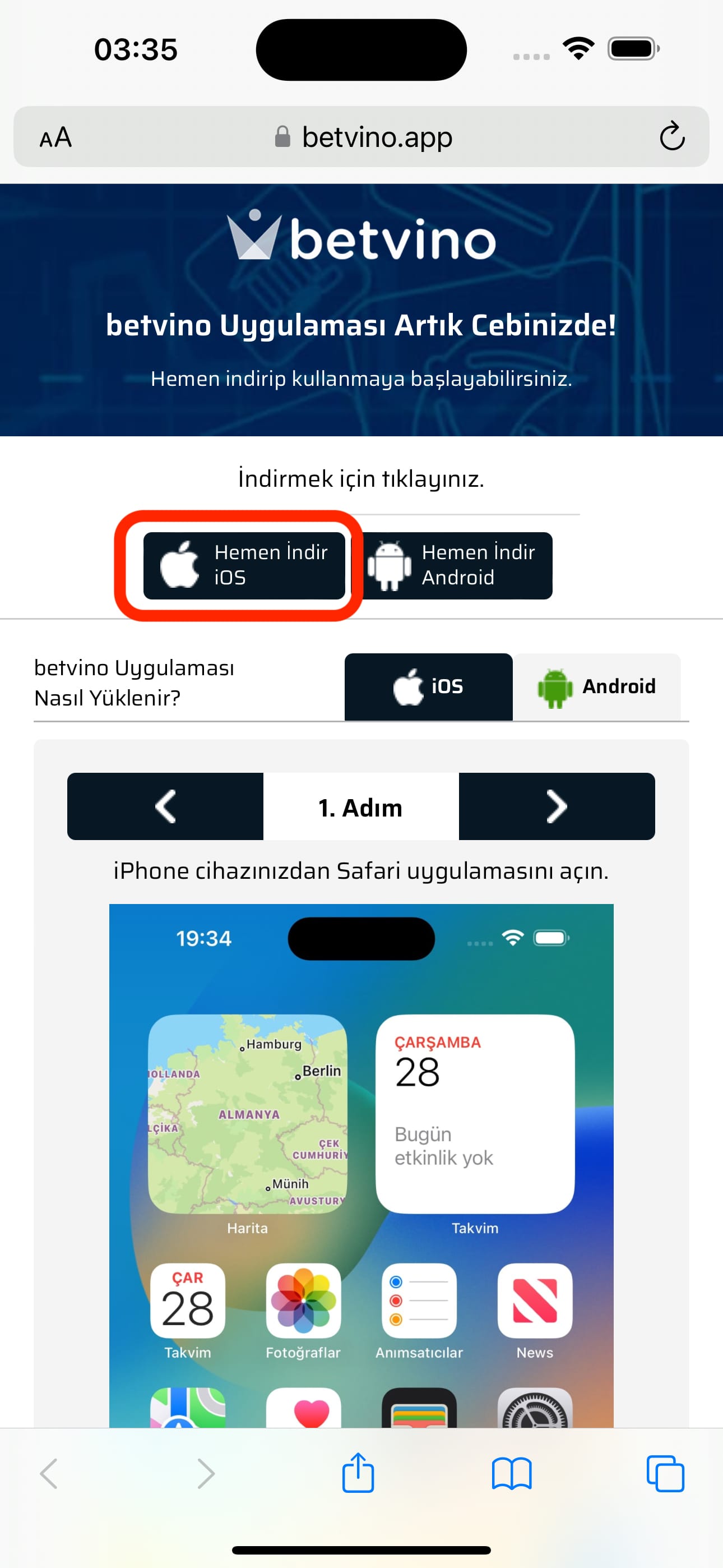 betvino Mobil Tanıtım - Adım 3